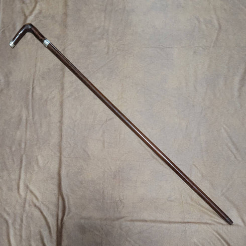 1895年 英国アンティーク 紳士用ステッキ 杖 純銀装飾L字ハンドル 91cm